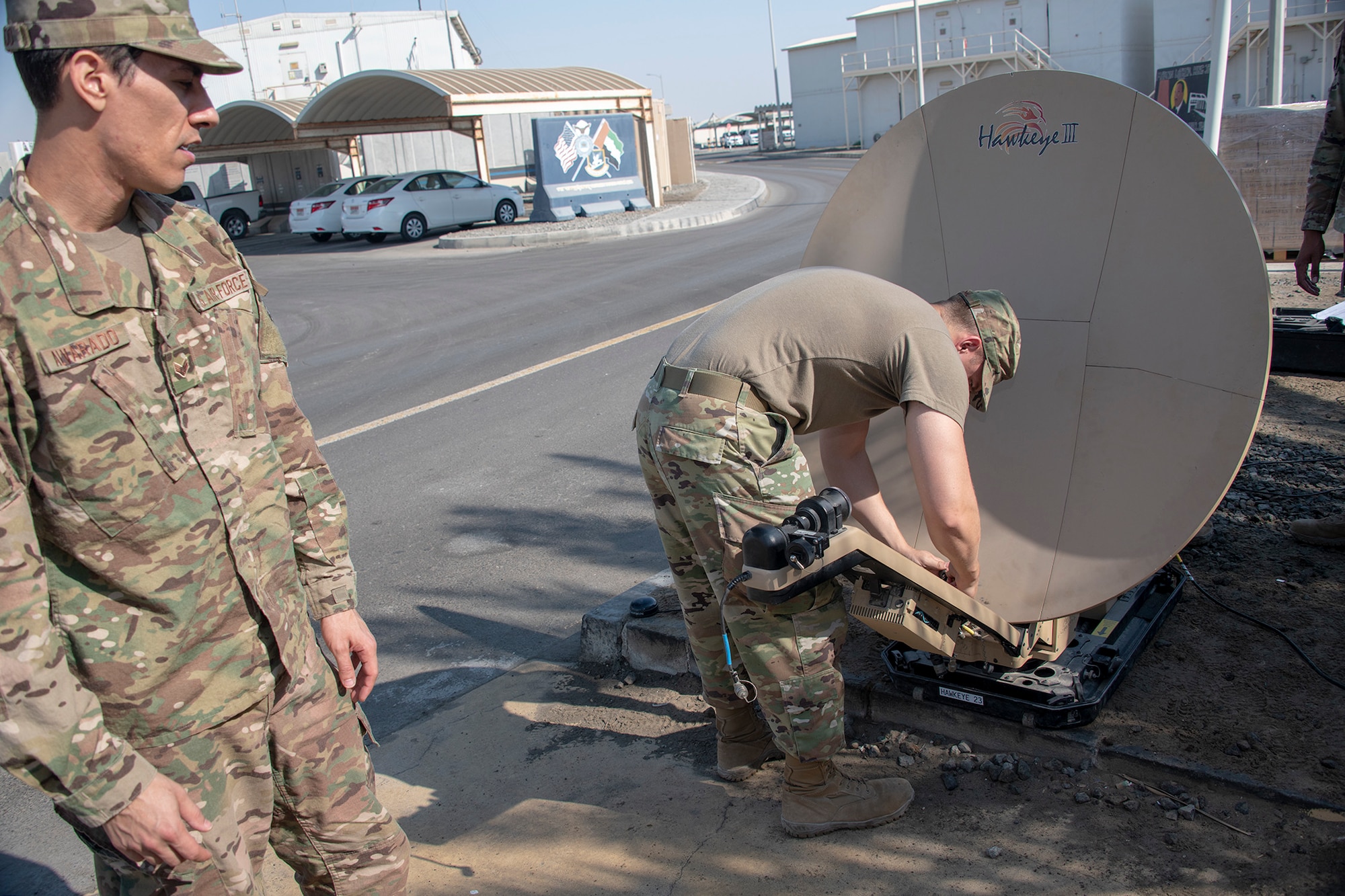 380 ESC set up satellites in preparation for air show