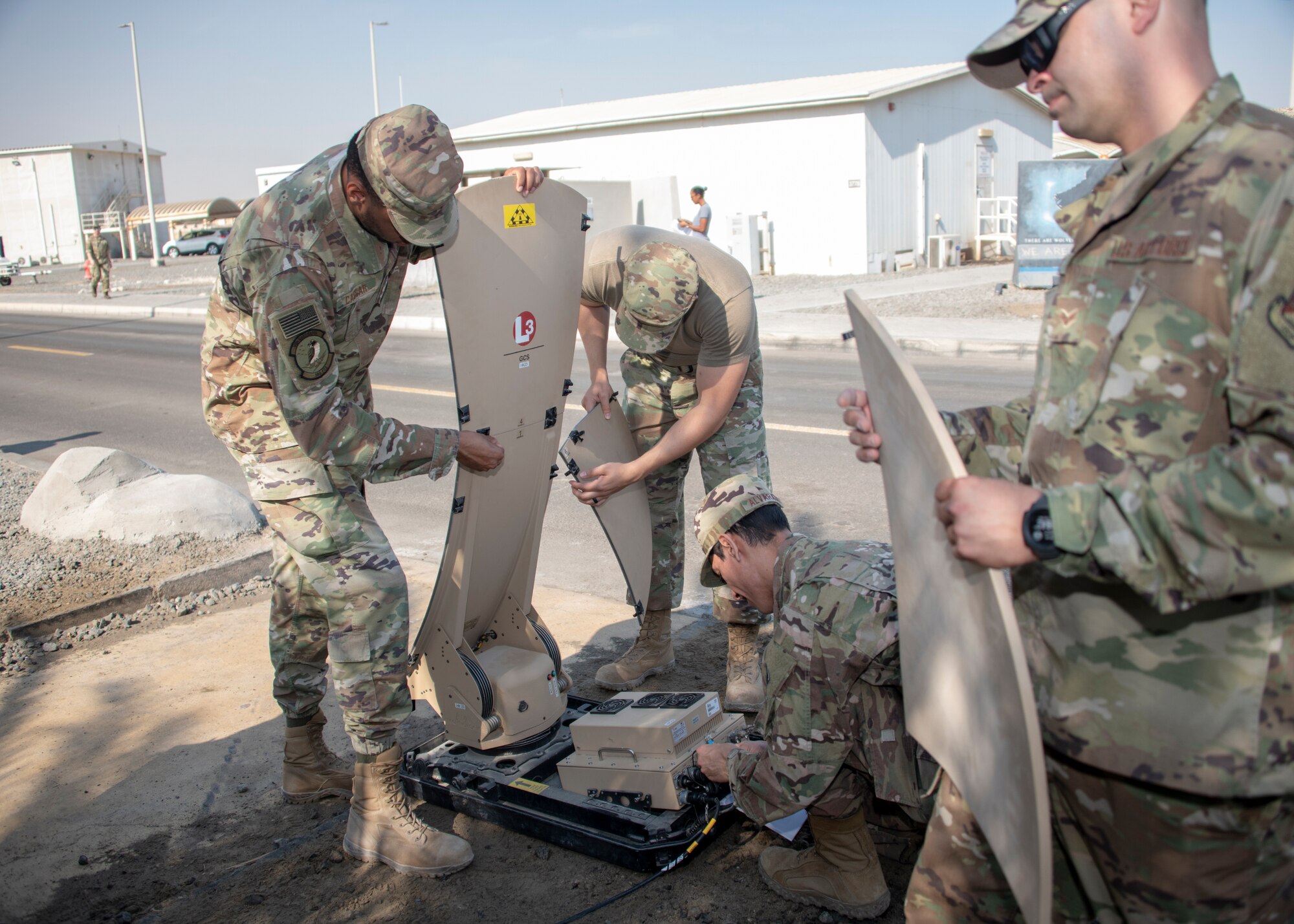 380 ESC set up satellites in preparation for air show