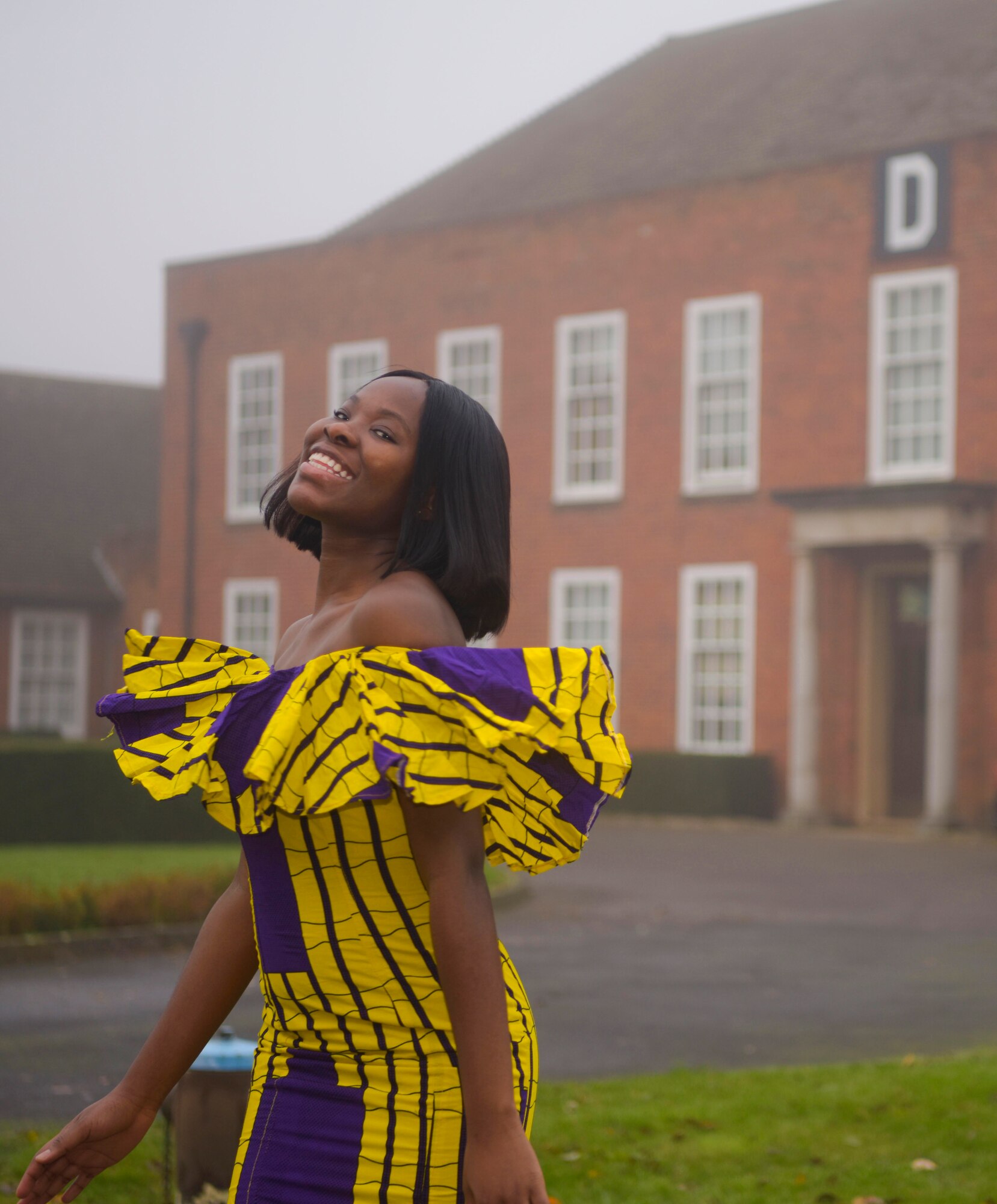 U.S. Air Force Airman 1st Class Adwoa Anima Ampem, 100th Logistics Readiness Squadron supply equipment apprentice, poses for a picture at RAF Mildenhall, England, Nov. 5, 2019. Ampem sought out the Air Force not only to better support herself, but to give herself more opportunities and to better support her family. (U.S. Air Force photo by Senior Airman Alexandria Lee)