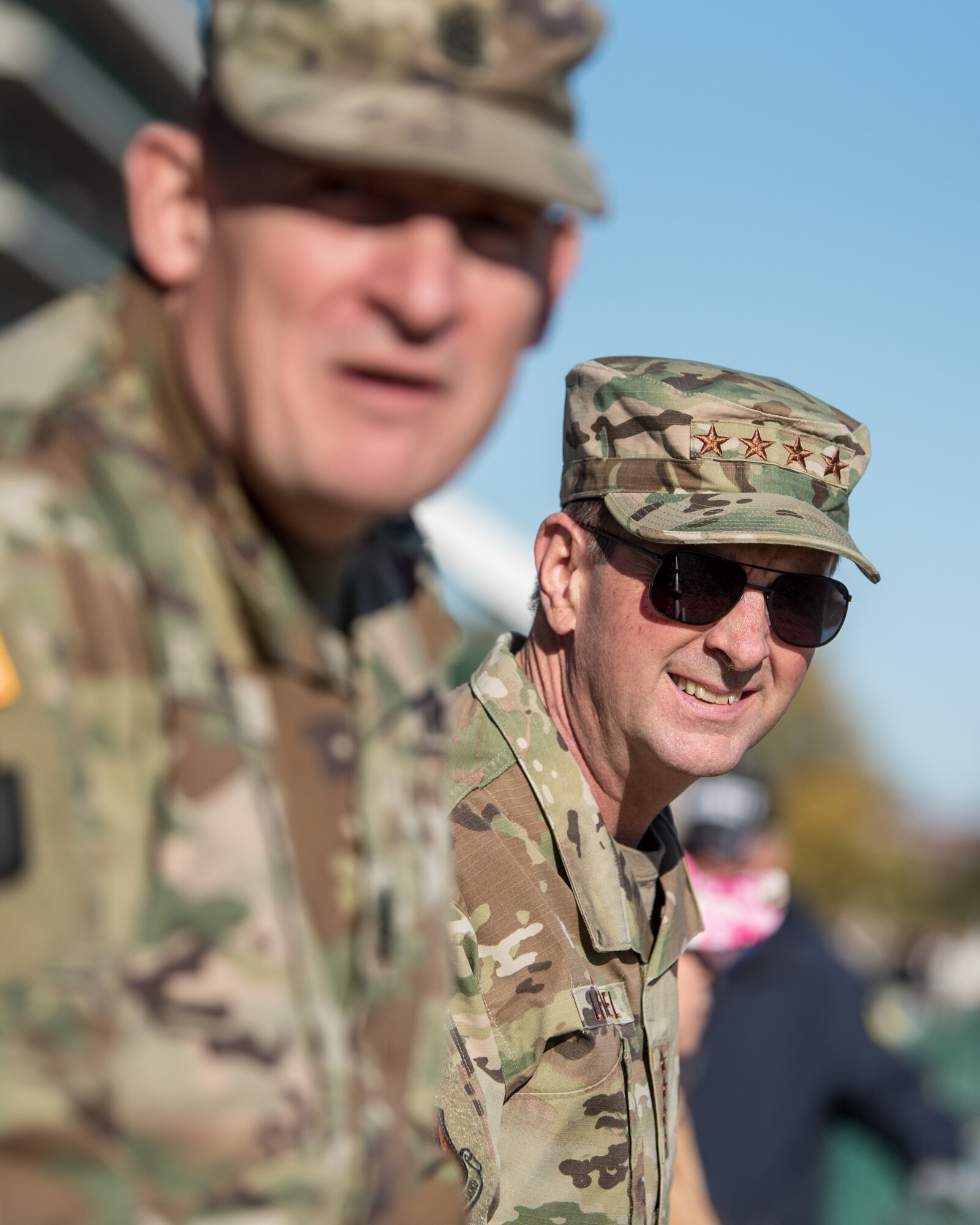 Air Force Gen. Joseph Lengyel (right), chief of the National Guard Bureau, watches at the rail for a race honoring Gold Star family members at the tenth annual Survivors Day at the Races at Churchill Downs in Louisville, Ky., Nov. 3, 2019. The event welcomed nearly 1,000 family members of fallen service members for a day of fellowship and healing. (U.S. Air National Guard photo by Staff Sgt. Joshua Horton)