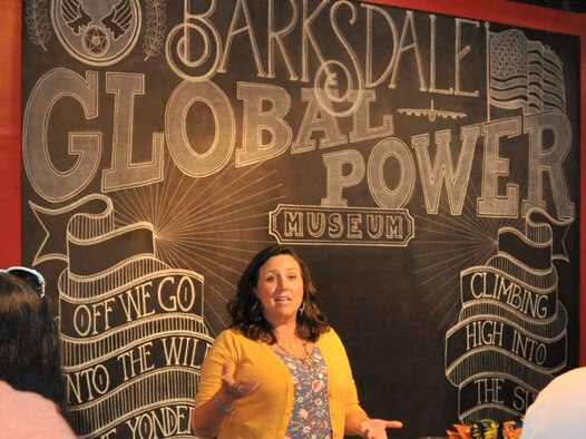 Amy Russell, Barksdale Global Power Musem director, speaks with Civilian Strategic Throught Leader Course students about the museum’s role in safegaurding bomber history and heritage Nov. 6, 2019, at Barksdale AFB, La.