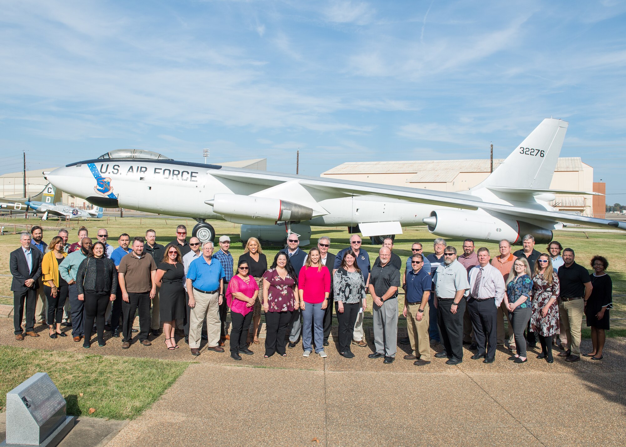 Attendees of the Air Force Global Strike Command Strategic Thought Leader Course pose for a group photo at Barksdale Air Force Base, La., Nov. 6, 2019