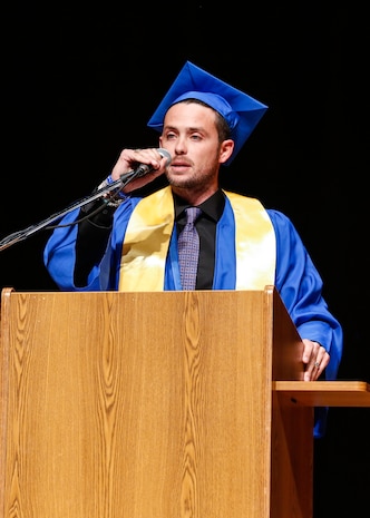 The NNSY Apprentice Program Class of 2019 valedictorian was Matthew N. Waters, a Shop 38 marine machinery mechanic. The 29-year-old Western Branch High School graduate completed the program with a 3.914 GPA. “These graduates possess unrelenting perseverance and commitment to quality and excellence to serve America’s Shipyard,” said Waters. “It’s often a marathon that teaches you a lot about the finish line. Without the hurdles I’ve encountered, I wouldn’t be here today. Use your obstacles to make you stronger and smarter. Embrace the chaos, conquer your fears, and become the best version of yourself. Take pride is what you do, don’t take it for granted, don’t ever compromise your integrity, strive for your goals, and selflessly serve America’s Fleet.”