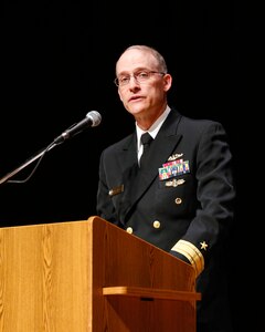 The keynote speaker for the NNSY Apprentice Graduation was Rear Admiral William C. Greene, Fleet Maintenance Officer, U.S. Fleet Forces Command. In his speech, he spoke about the fleet’s current readiness and future, and what it would take to maintain it.