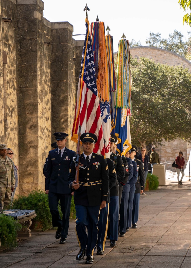 The Army Color Guard participates in Army Day events before a