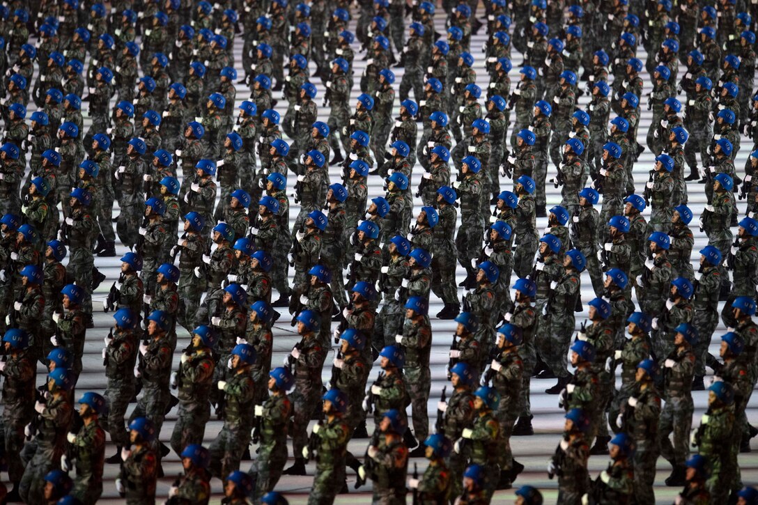 Military people march
