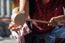 Marine Corps Air Station Iwakuni resident rinses their hands before entering a shrine during a Cultural Adaptation Program trip to the Iwakuni Shirohebi Shrine, in Iwakuni, Japan, Nov. 1, 2019. The visit to the shrine gave station residents the opportunity to learn the history of, and interact with, the white snake species.(U.S. Marine Corps photo by Cpl. Angelo Sagum)