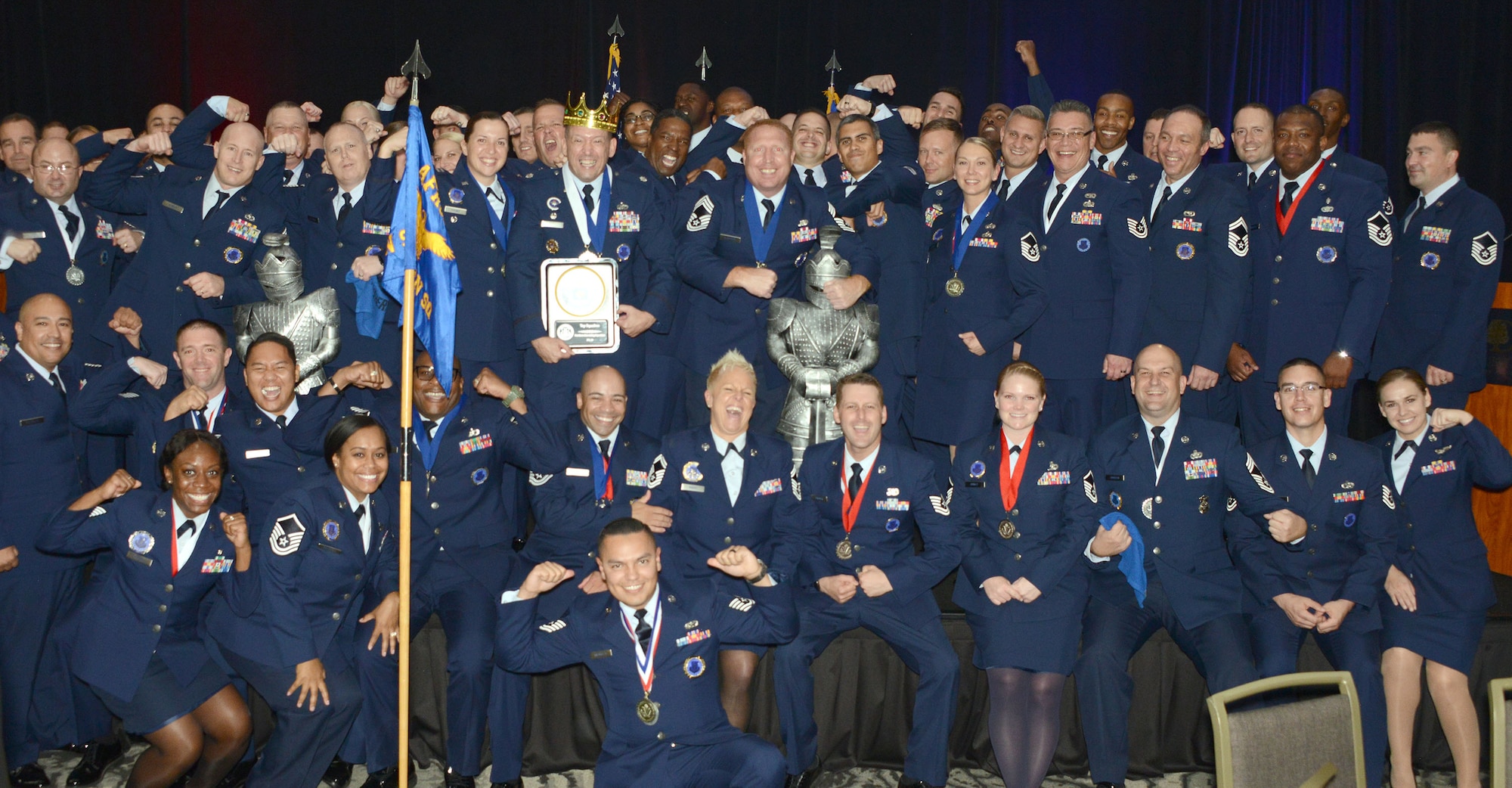Air Force Reserve Command Recruiting Service's Northern Recruiting Squadron celebrate winning the top squadron for fiscal year 2019 at their annual awards. AFRC Recruiting Service is now a classic associate group, the 367th Recruiting Group, within Air Force Recruiting Service as part of Total Force recruiting. (Air Force photo/Master Sgt. Chance Babin)