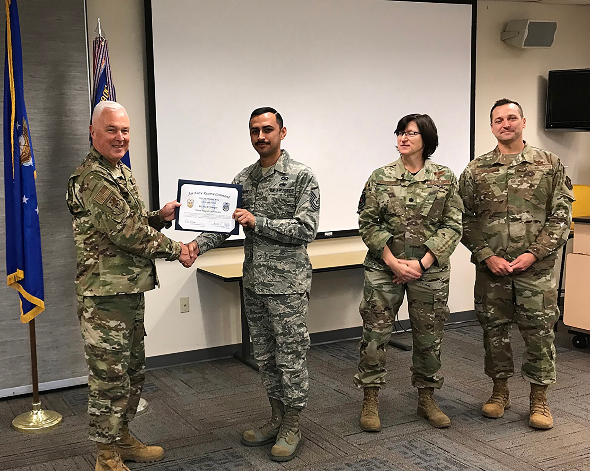 Col. Scott McLaughlin, 349th Air Mobility Wing Commander, and 349th AMW Command Chief, Chief Master Sgt. Jimmy Burmeister, took the opportunity this past UTA to reach out and give a special "thank you" to all the Unit Effectiveness Inspection Superior Performers.