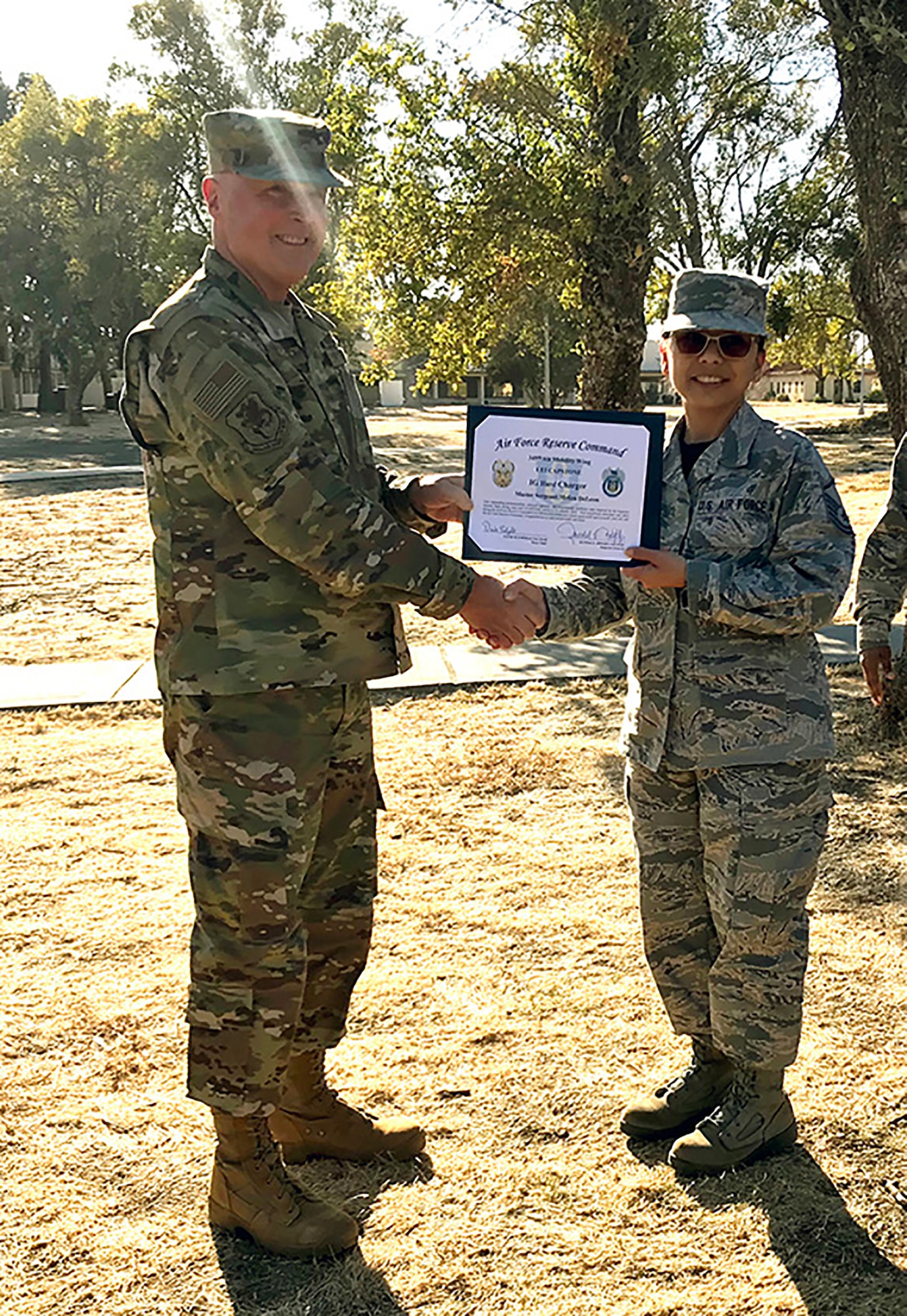 Col. Scott McLaughlin, 349th Air Mobility Wing Commander, and 349th AMW Command Chief, Chief Master Sgt. Jimmy Burmeister, took the opportunity this past UTA to reach out and give a special "thank you" to all the Unit Effectiveness Inspection Superior Performers.