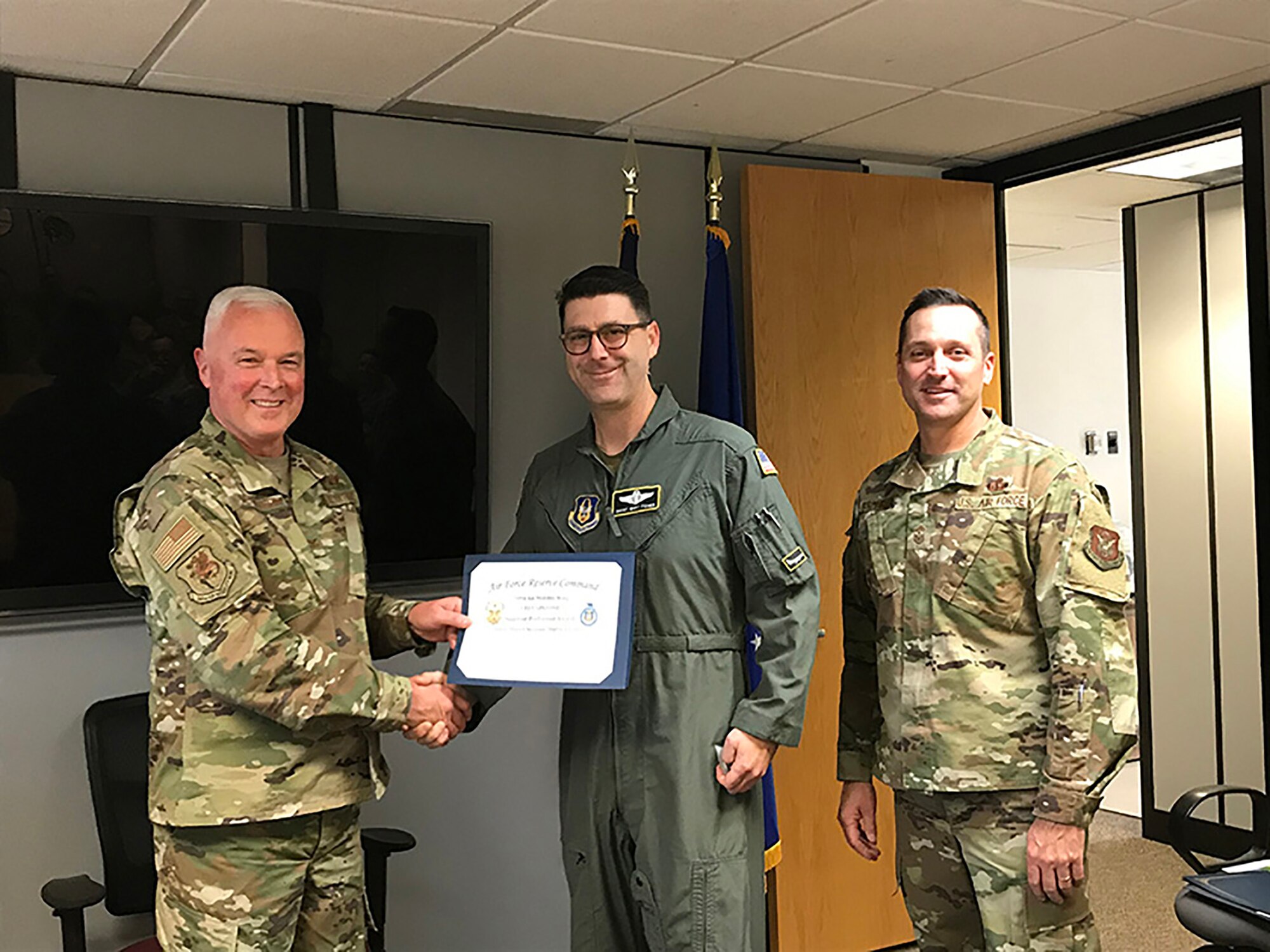 Col. Scott McLaughlin, 349th Air Mobility Wing Commander, and 349th AMW Command Chief, Chief Master Sgt. Jimmy Burmeister, took the opportunity this past UTA to reach out and give a special "thank you" to all the Unit Effectiveness Inspection Superior Performers.