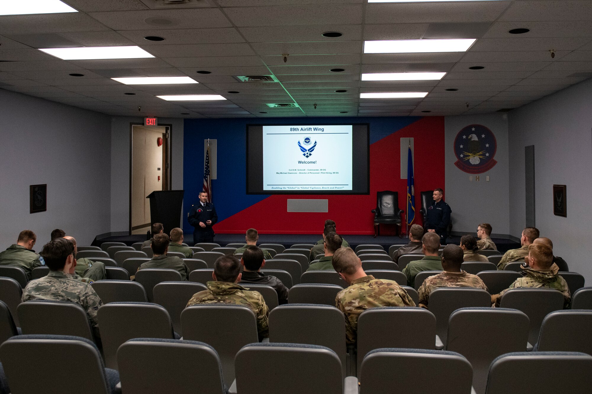 Pilots and flight attendants visit the 97th AMW.