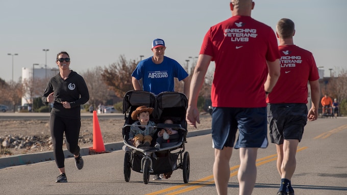 The 124th Fighter Wing Airman and Family Readiness Office hosts the 2nd Annual Gowen Field Turkey Trot at Gowen Field, Boise, Idaho, Nov. 8, 2019. The event brings together Airmen, Soldiers, civilians, and families for a 5k fun run. (U.S. Air National Guard photo by Senior Master Sgt. Joshua C. Allmaras)