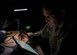 U.S. Air Force Tech. Sgt. Daniel Caban, 1st Aircraft Maintenance Squadron crew chief, creates a draft in the Innovation Cell Lab at Joint Base Langley-Eustis, Virginia, Nov. 5, 2019.