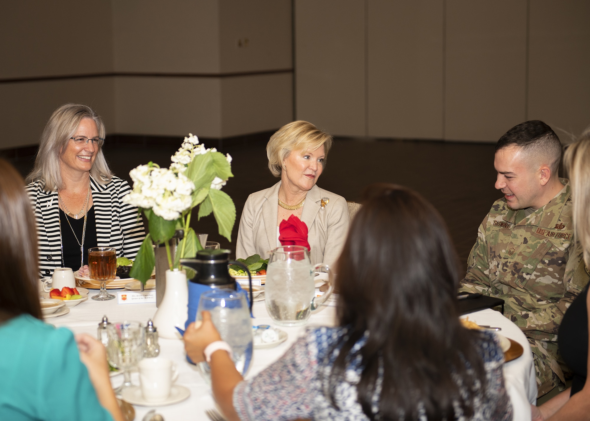 Dawn Goldfien, wife of Air Force Chief of Staff Gen. David L. Goldfein, speaks to Luke Air Force Base key spouses during a luncheon Nov. 8, 2019, at Luke AFB, Ariz.