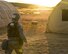 An Airmen assigned to the 355th Wing prepares for another day during Exercise Bushwhacker 19-08 at Libby Army Airfield, Arizona, Nov. 5, 2019. Airmen went through a simulated deployment for seven days in support of the Dynamic Wing concept. (U.S. Air Force photo by Airman 1st Class Jacob T. Stephens)