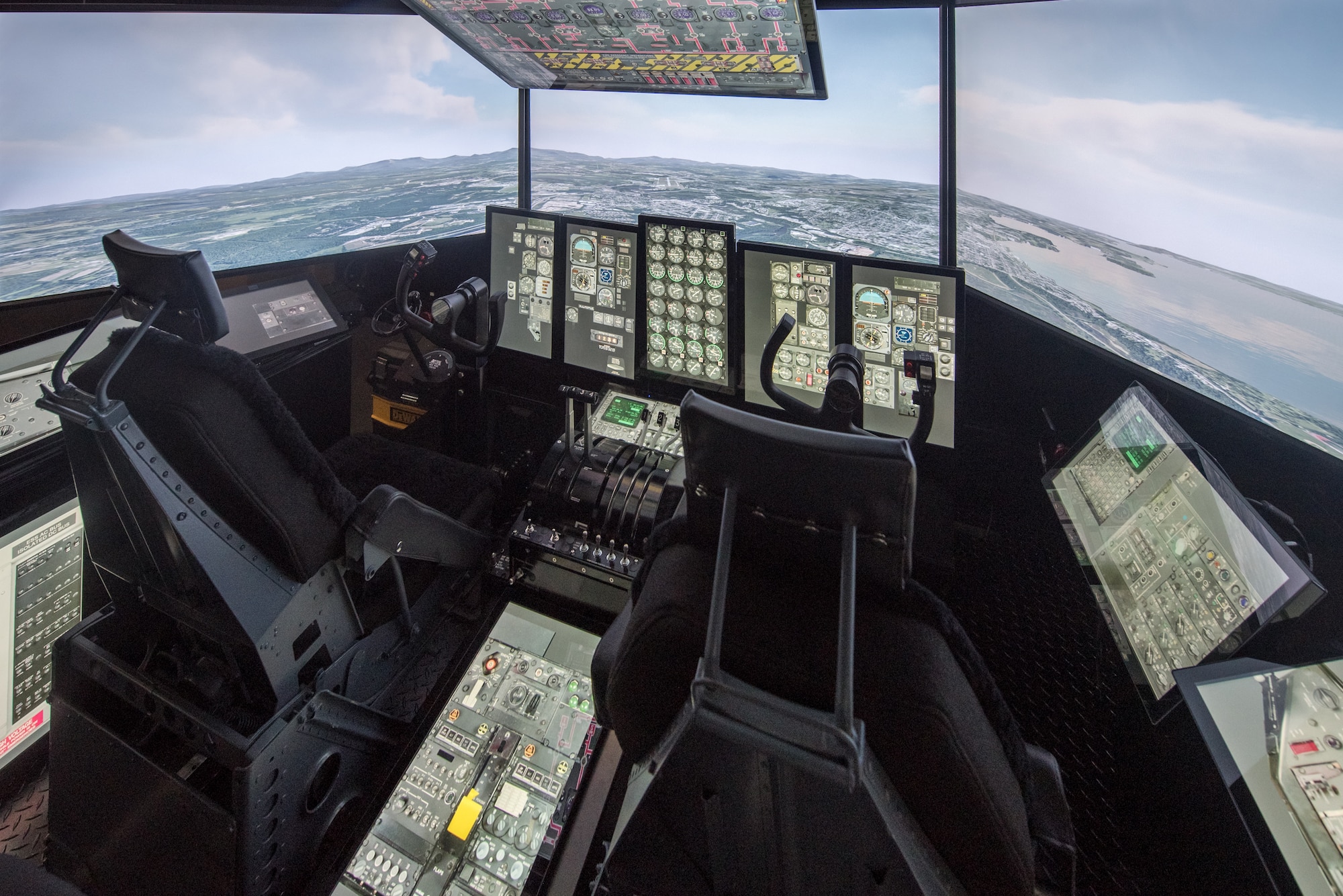 A C-130 Hercules aircraft simulator has been installed at the Kentucky Air National Guard base in Louisville, Ky. Known as the Multi-Mission Crew Trainer, the system helps prepare Airmen for handling in-flight emergencies. (U.S. Air National Guard photo by Phil Speck)