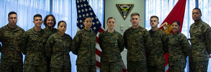 Three Marines receive The Navy & Marine Corps Commendation Medal Wednesday, November 13, 2019. NCM is a decoration presented by the United States Department of the Navy to service members of the U.S. Navy and Marine Corps who have performed an exceedingly heroic act, exceptional achievement, or commendable service that has not been recognized by a higher award.