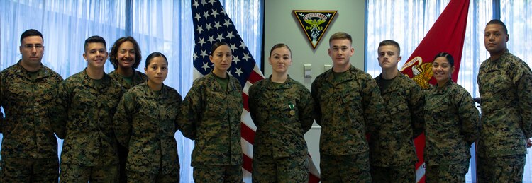 Three Marines receive The Navy & Marine Corps Commendation Medal Wednesday, November 13, 2019. NCM is a decoration presented by the United States Department of the Navy to service members of the U.S. Navy and Marine Corps who have performed an exceedingly heroic act, exceptional achievement, or commendable service that has not been recognized by a higher award.