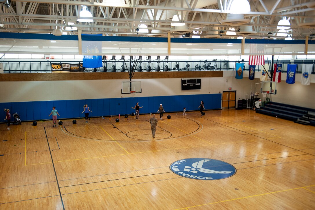 A photo of participants jumping rope during Family Boot Camp