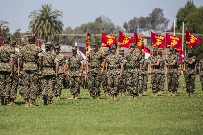 On 2 July 2019, LtCol Bryan A. Eovito relinquishes command to LtCol Kevin J. Stepp. The Marines of 9th Communication Battalion conduct a ceremony, close order drill, and a pass and review at Paige FieldHouse, formalizing the relinquishment of command.