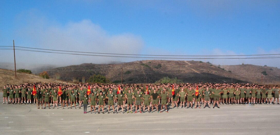 On 7 November 2019, the Marines of 9th Communication Battalion conduct a motivated Marine Corps Birthday Run through the hills of Camp Pendleton with Marine Corps Ball Guest of Honor MajGen Crall.
