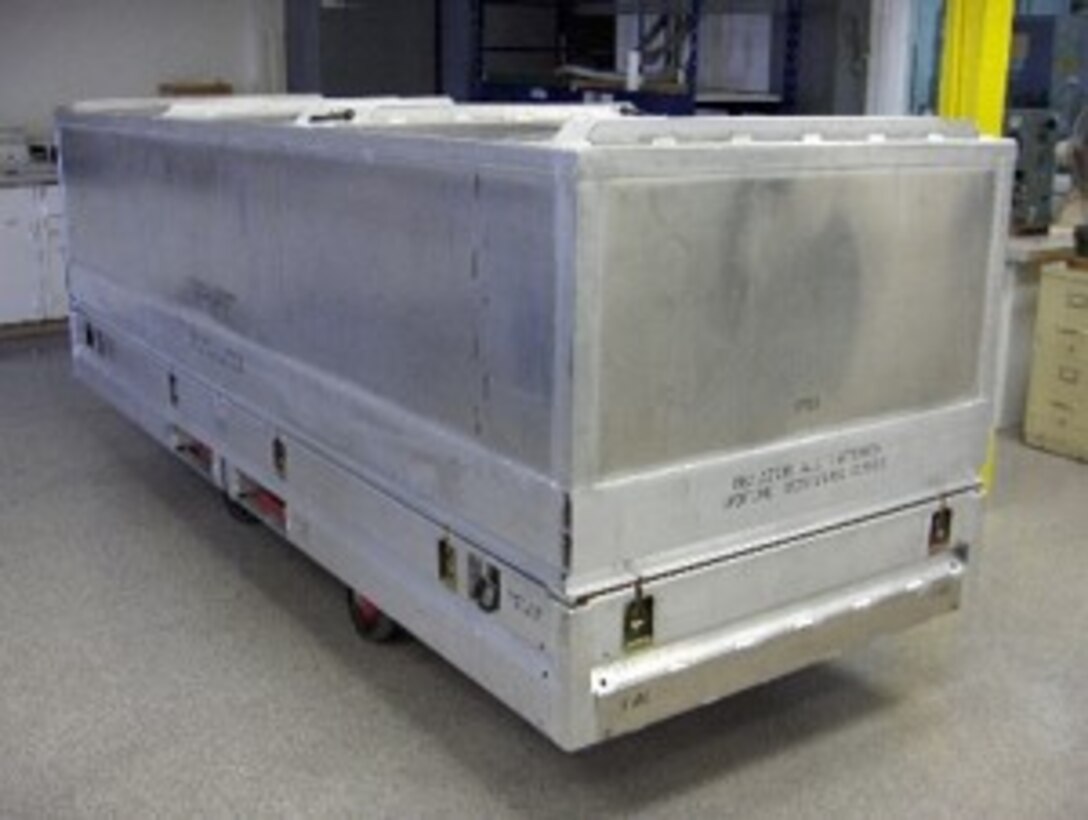 An F-15 canopy shipping and storage container.