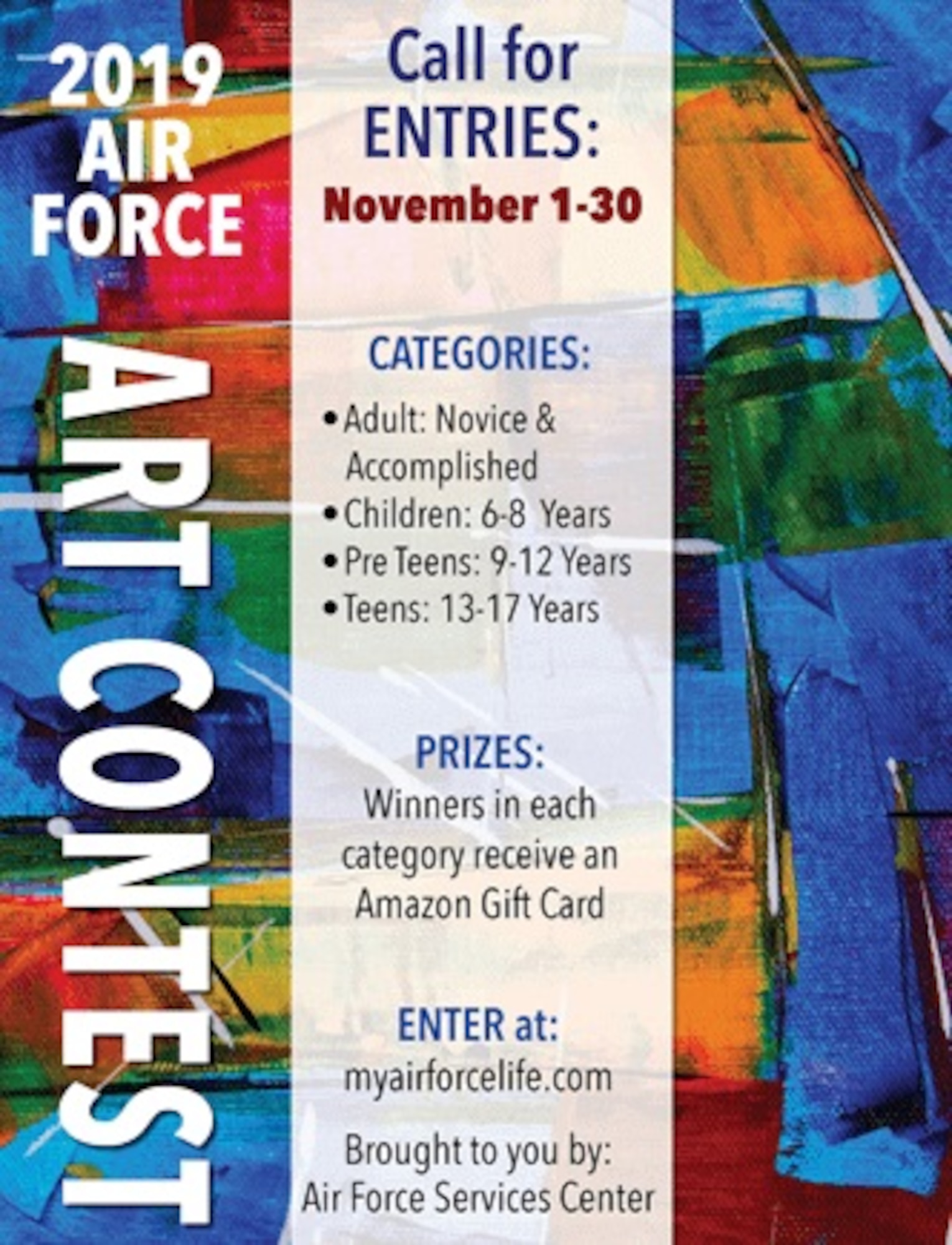 The contest, part of the Air Force’s arts and crafts program managed by AFSVC, runs through Nov. 30, and is open to all authorized patrons of Air Force morale, welfare and recreation programs.