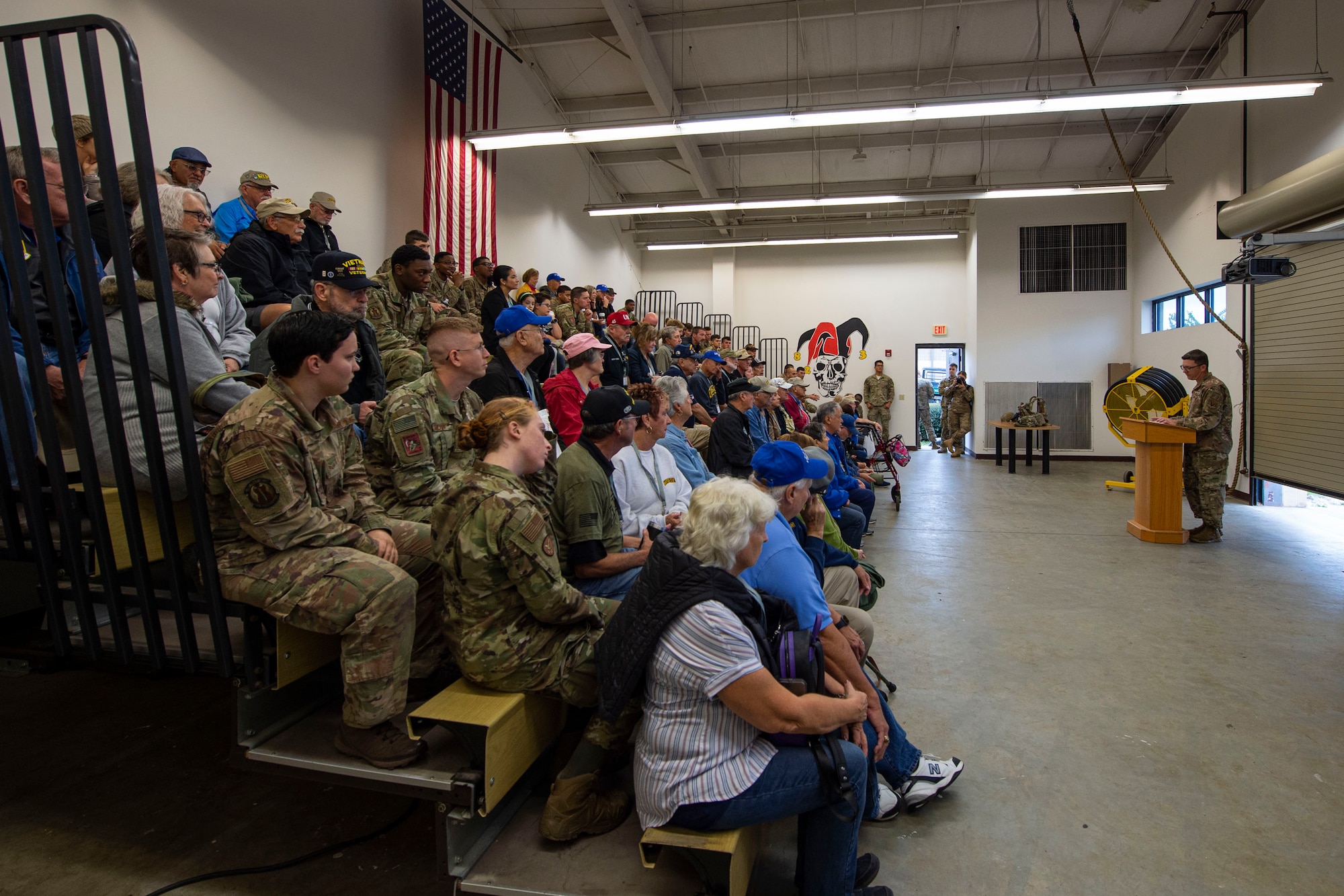 A photo of an Airman briefing Safeside Association members.