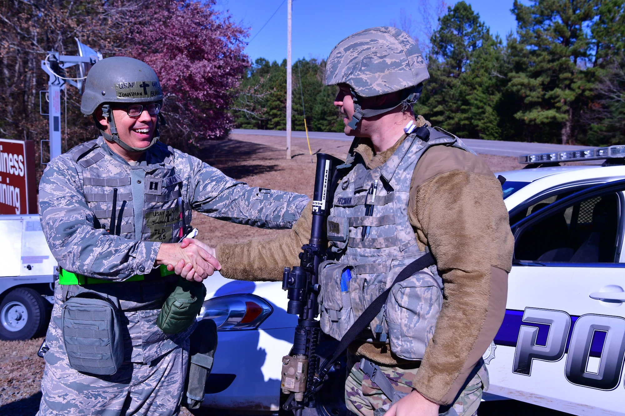 Airmen shake hands