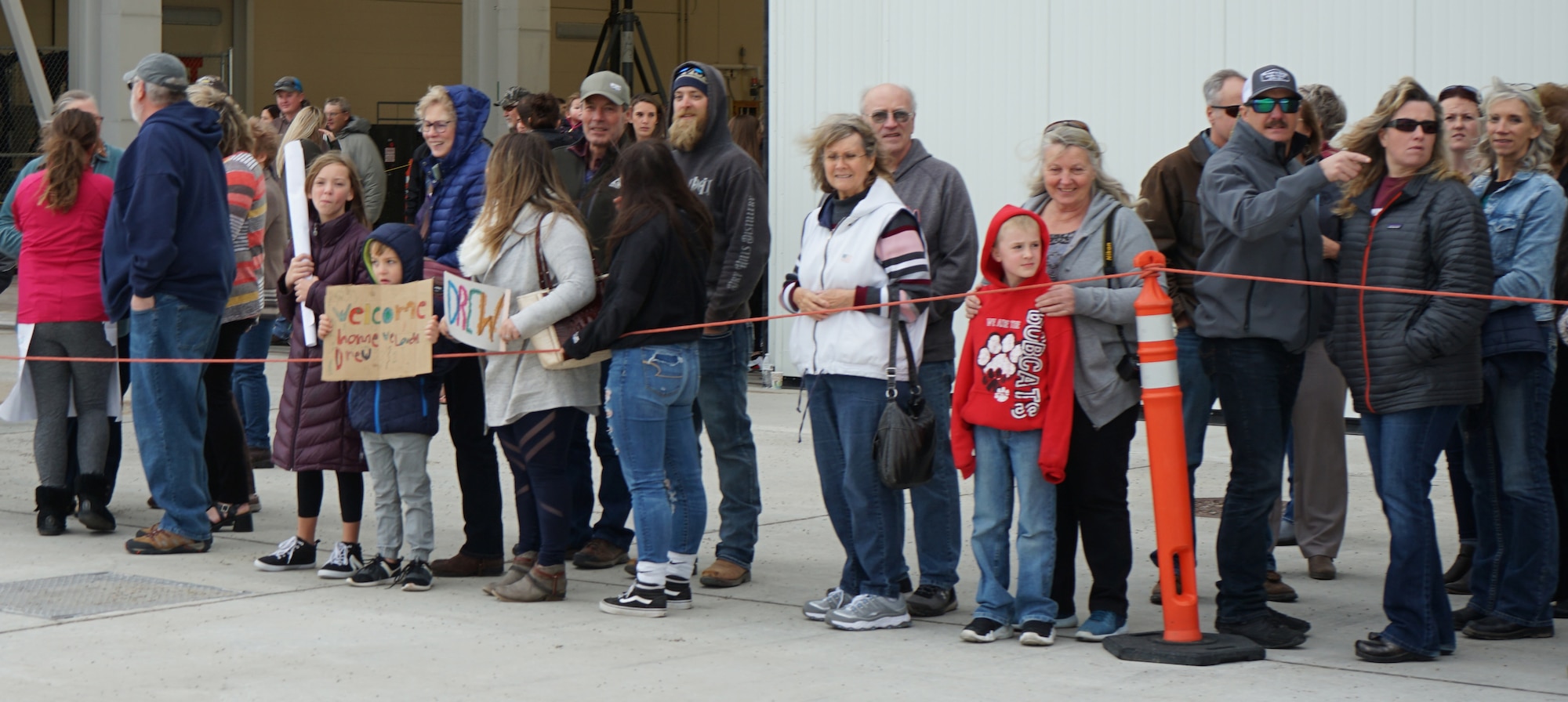 Friends, coworkers and family members await the return of 120th Airlift Wing Airmen who spent the last four months in Southwest Asia, Nov. 8, 2019.