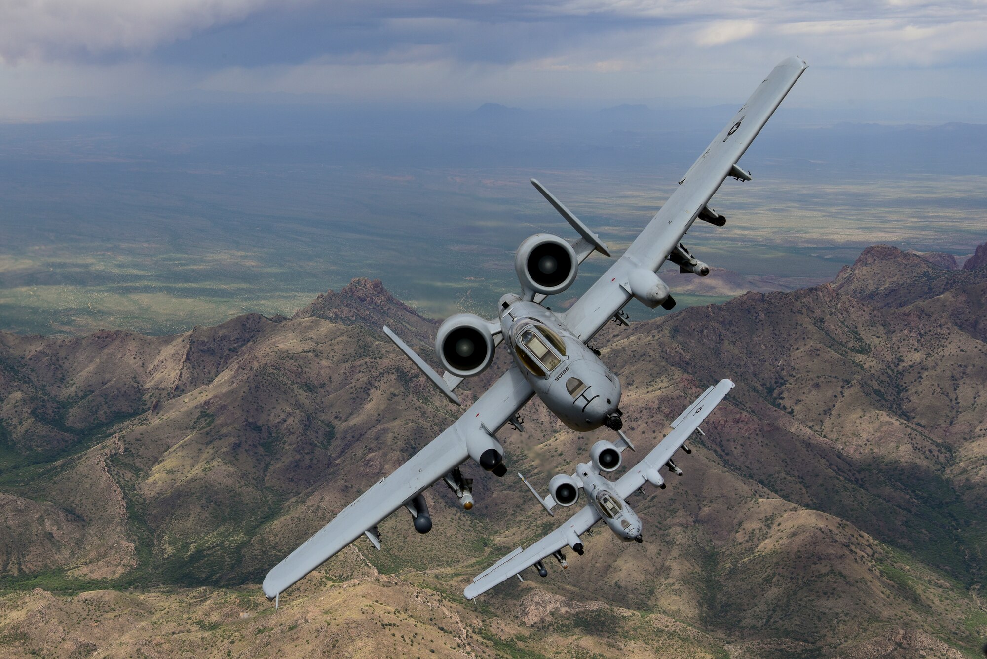 A-10 Thunderbolt II aircraft fly over Southern Arizona