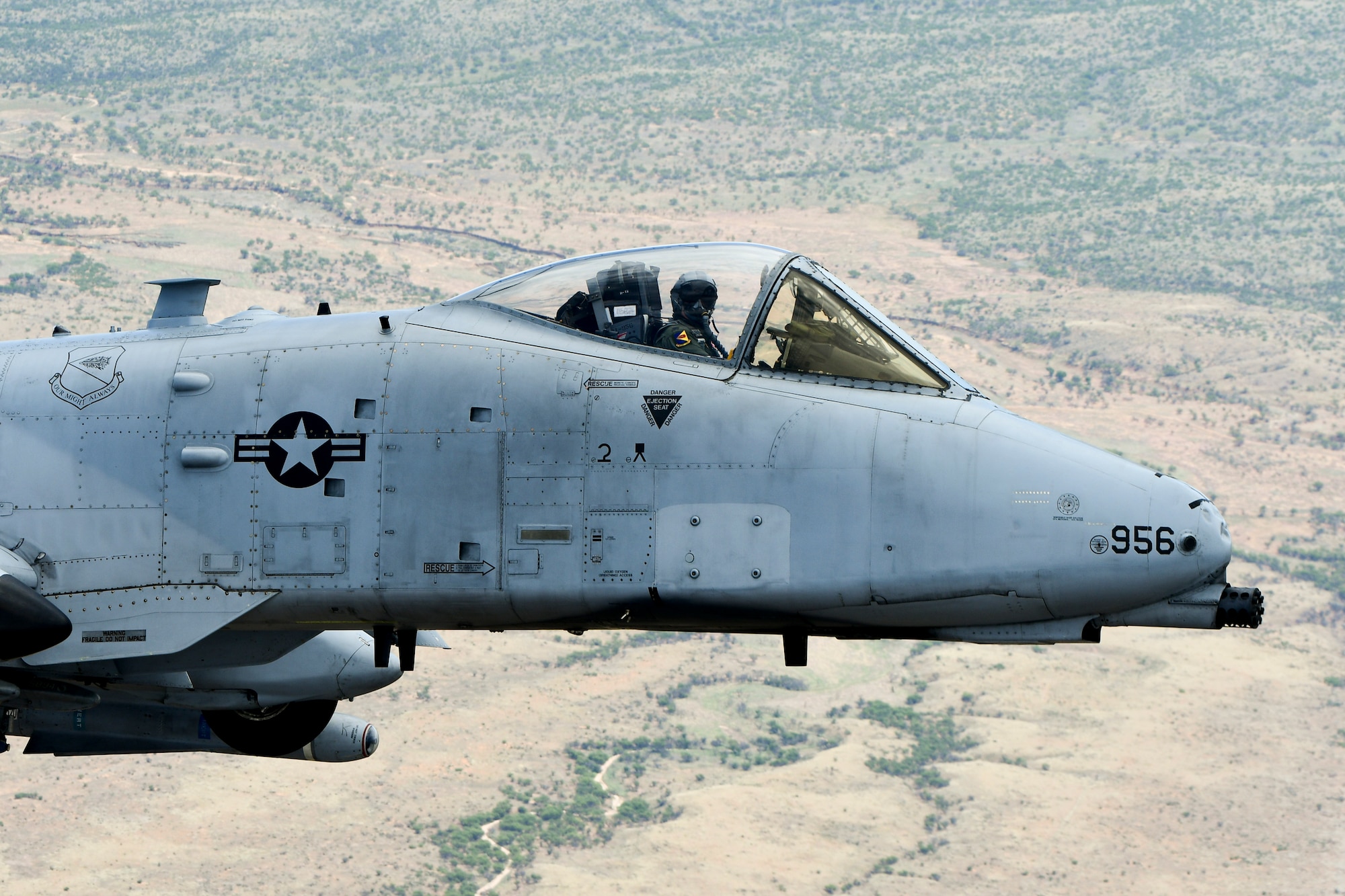 An A-10 Thunderbolt II flies over Arizona