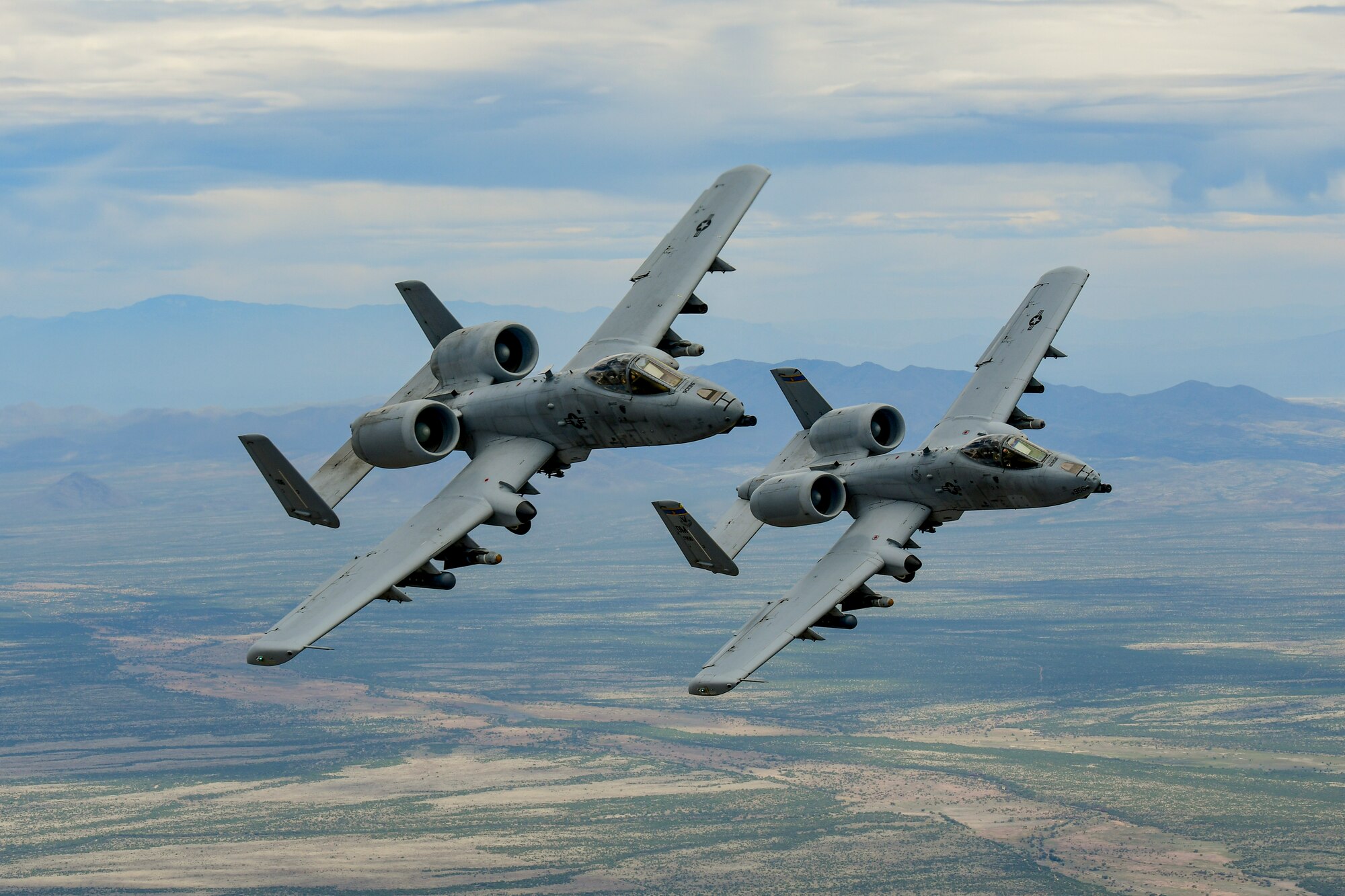 A-10 Thunderbolt II aircraft fly in formation