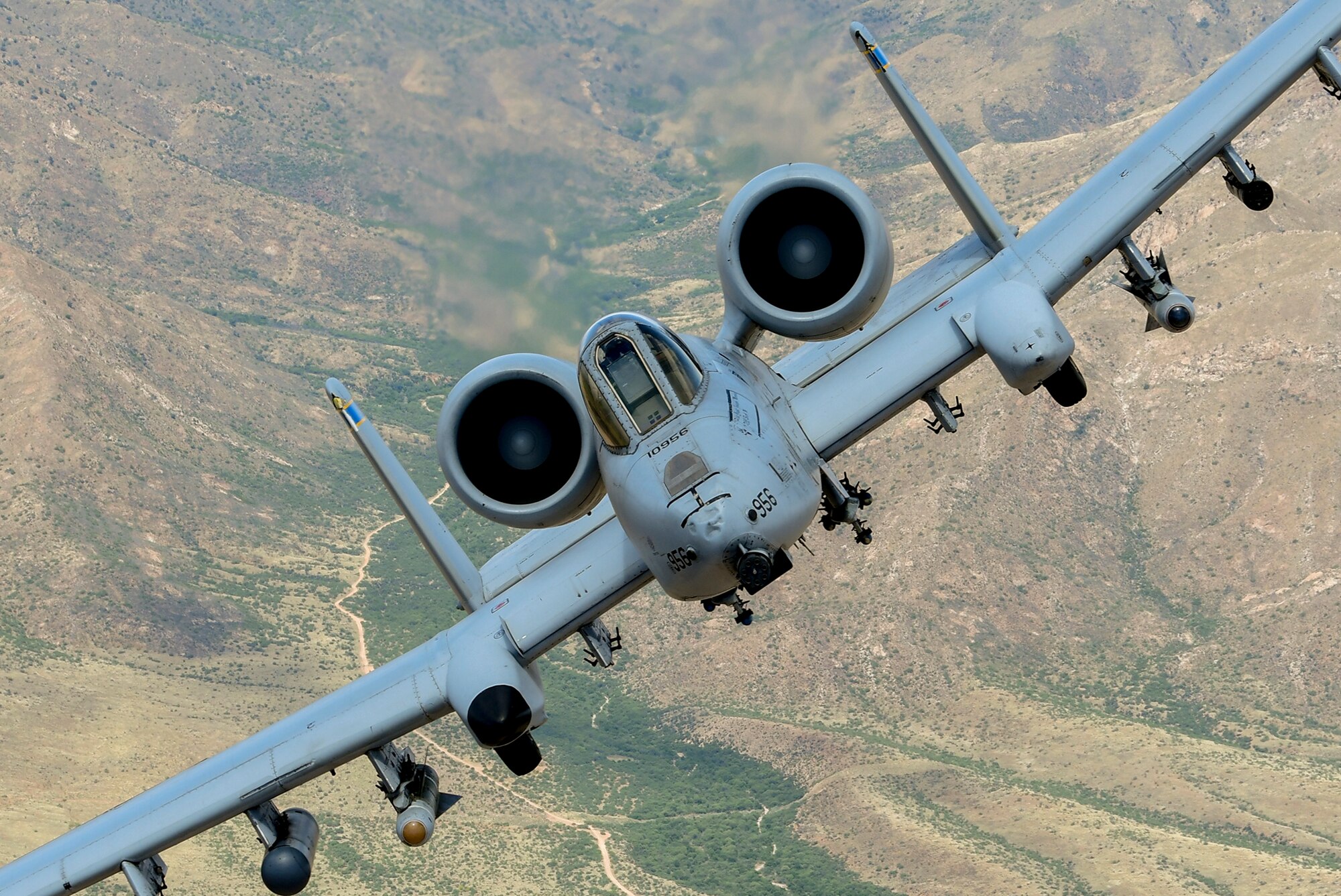 An A-10 Thunderbolt II flies over Southern Arizona