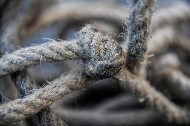 A guide rope sits on the pavement at Aviano Air Base, Italy, Nov. 16, 2019. Guide ropes were used to keep a F-16 Fighting Falcon stable during a crashed damaged disabled aircraft recovery exercise. (U.S. Air Force photo by Airman 1st Class Ericka A. Woolever).