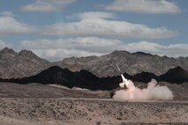 U.S. Marines with 5th Battalion, 11th Marine Regiment, 1st Marine Division, practice launching rockets from a high mobility artillery rockets system in a specified training area as part of Assault Support Tactics 2 during the Weapons and Tactics Instructor Course 1-19