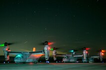 U.S. Marines with Weapons and Tactics Instructors Course 1-19, use MV-22B Ospreys