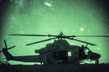 U.S. Marines assigned to Marine Light Attack Helicopter Squadron 269 utilize an UH-1Y Venom aircraft to transport infantry Marines with 1st Battalion, 3rd Marine Regiment, 3rd Marine Division