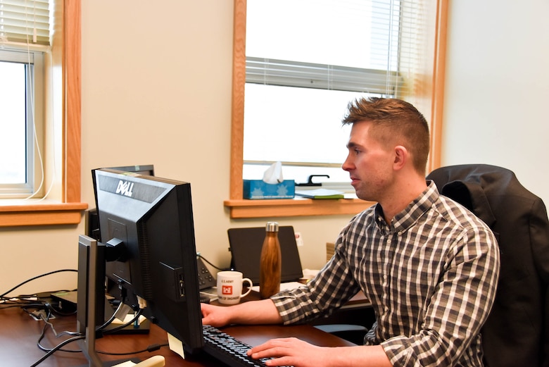 Jacob Stephens, U.S. Army Corps of Engineers (USACE), New Orleans District Assistant Counsel, works at the USACE Far East District for two months as temporary duty to assist with the district’s Office of Counsel, Camp Humphreys, South Korea, Nov. 13.