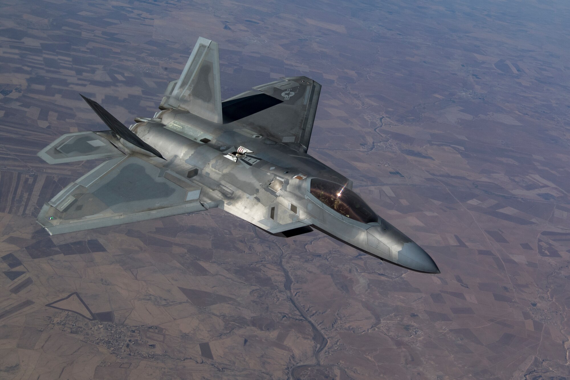 A U.S. Air Force F-22 Raptor flies over northern Iraq, Nov. 6, 2019.