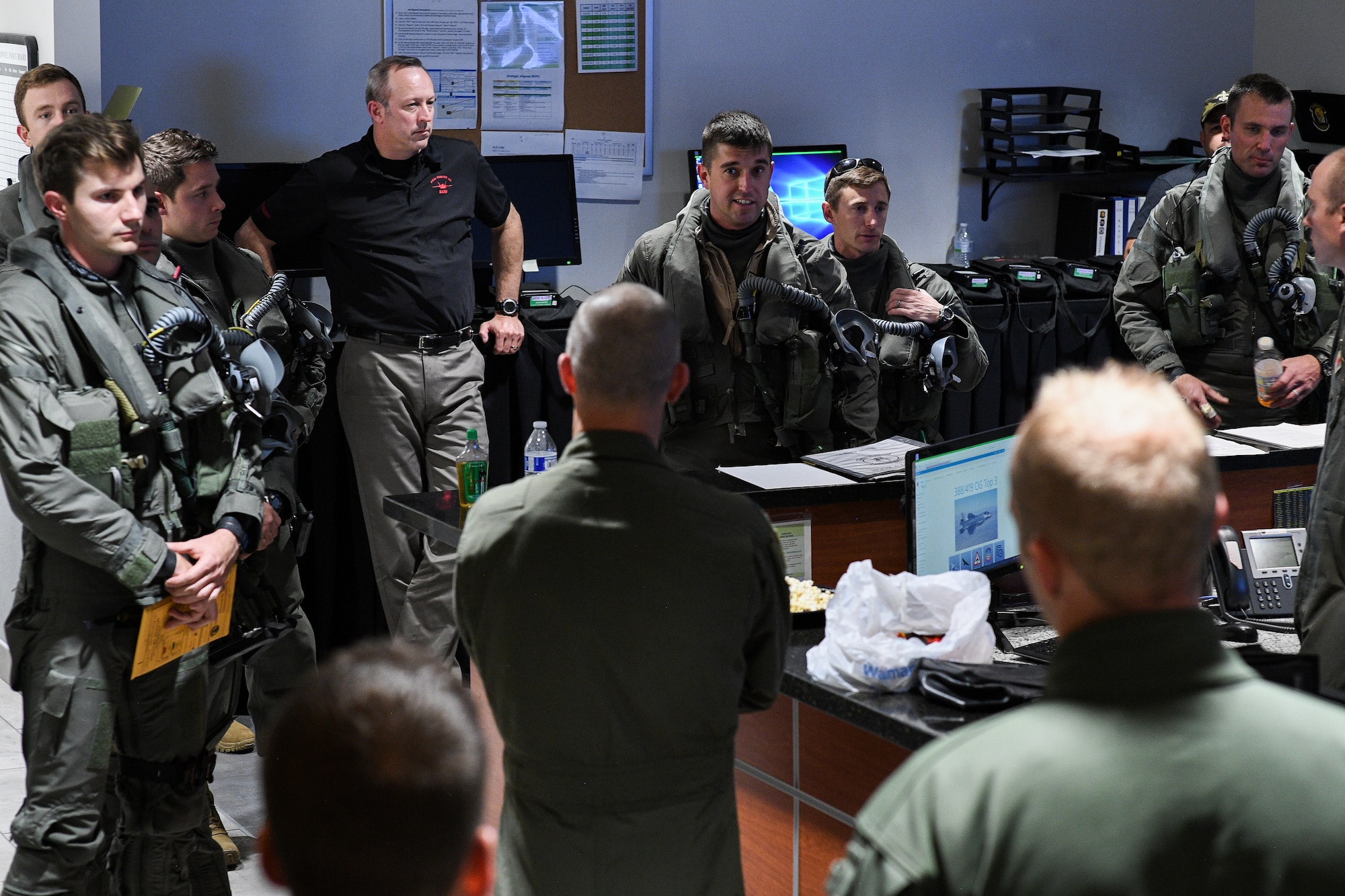 Photo of pilots briefing.
