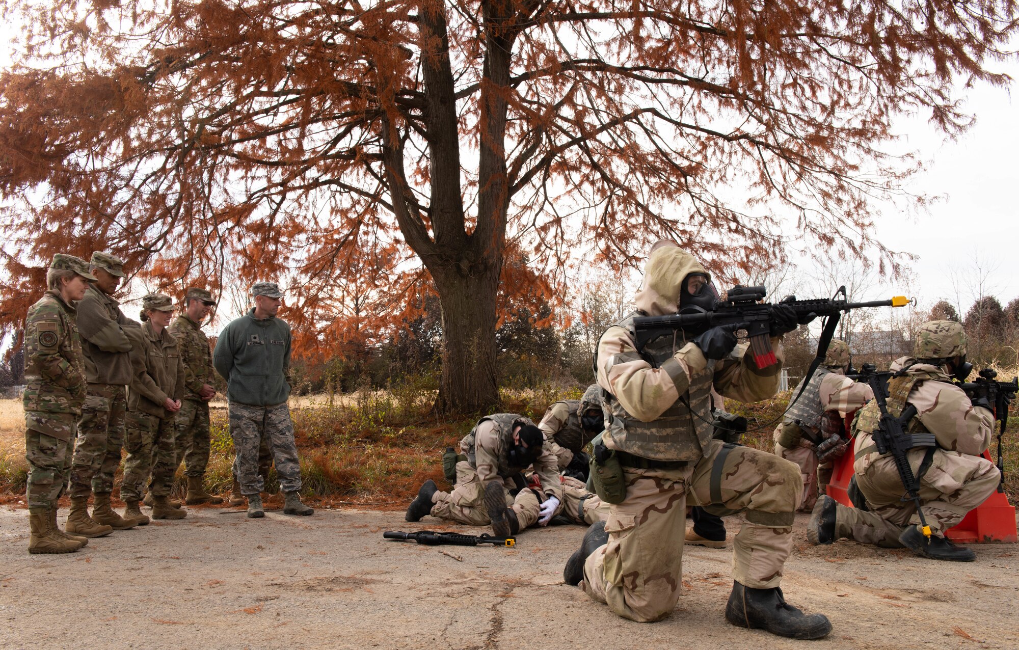 Gen. Maryanne Miller, Air Mobility Command commander, visits the 375th Air Mobility Wing and observes tactical training at Scott Air Force Base, Ill., Nov. 18, 2019.