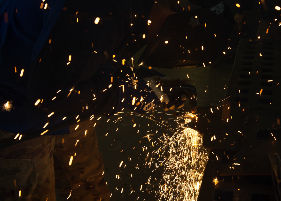 A plasma cutter is a tool used to cut through various types of metal that may be too thick to cut with a saw. (U.S. Air Force photo by Airman 1st Class Zoie Cox)