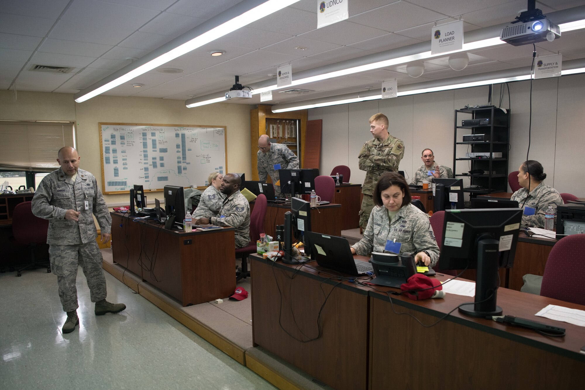 Airmen operate a command center