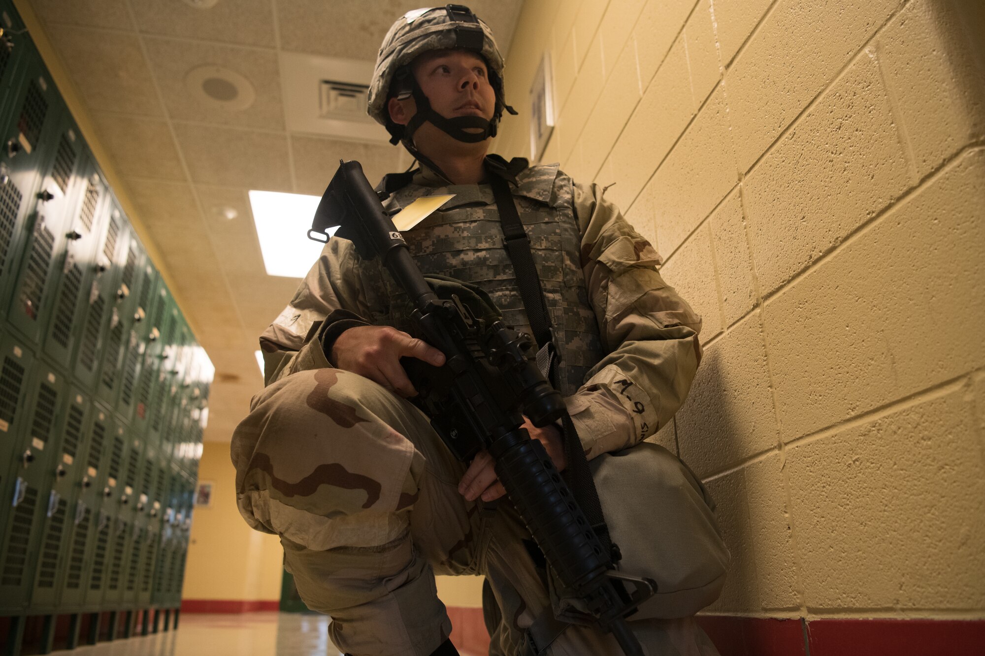 one Airman responds to a simulated threat