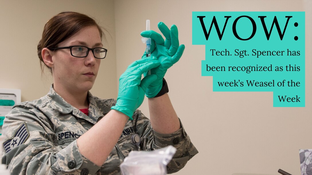 U.S. Air Force Tech. Sgt. Jake Spencer, 20th Healthcare Operations Squadron noncommissioned officer in charge of immunizations, prepares to administer a flu shot at Shaw Air Force Base, South Carolina, Nov. 11, 2019.