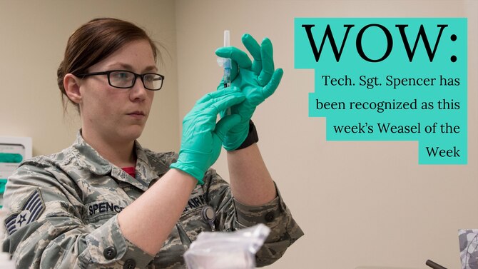 U.S. Air Force Tech. Sgt. Jake Spencer, 20th Healthcare Operations Squadron noncommissioned officer in charge of immunizations, prepares to administer a flu shot at Shaw Air Force Base, South Carolina, Nov. 11, 2019.