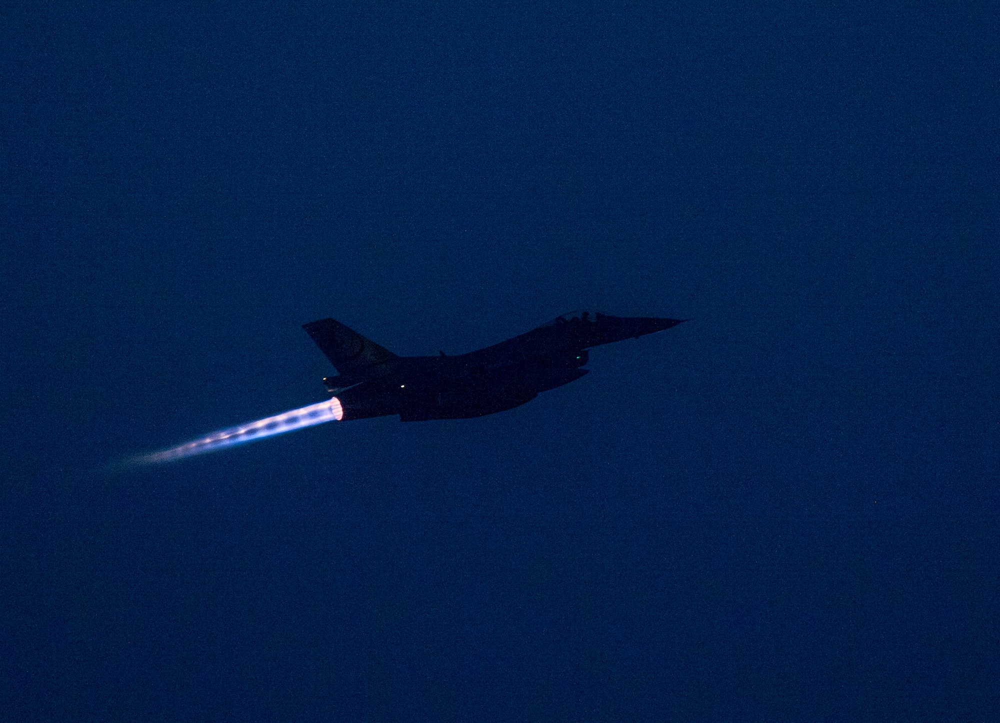 An Israeli F-16I Soufa takes off at night during Blue Flag 2019 at Uvda Air Base, Israel, November 12, 2019. Blue Flag involved both day and night training exercises to prepare Airmen for a wide range of combat situations. (U.S. Air Force photo by Airman 1st Class Kyle Cope)