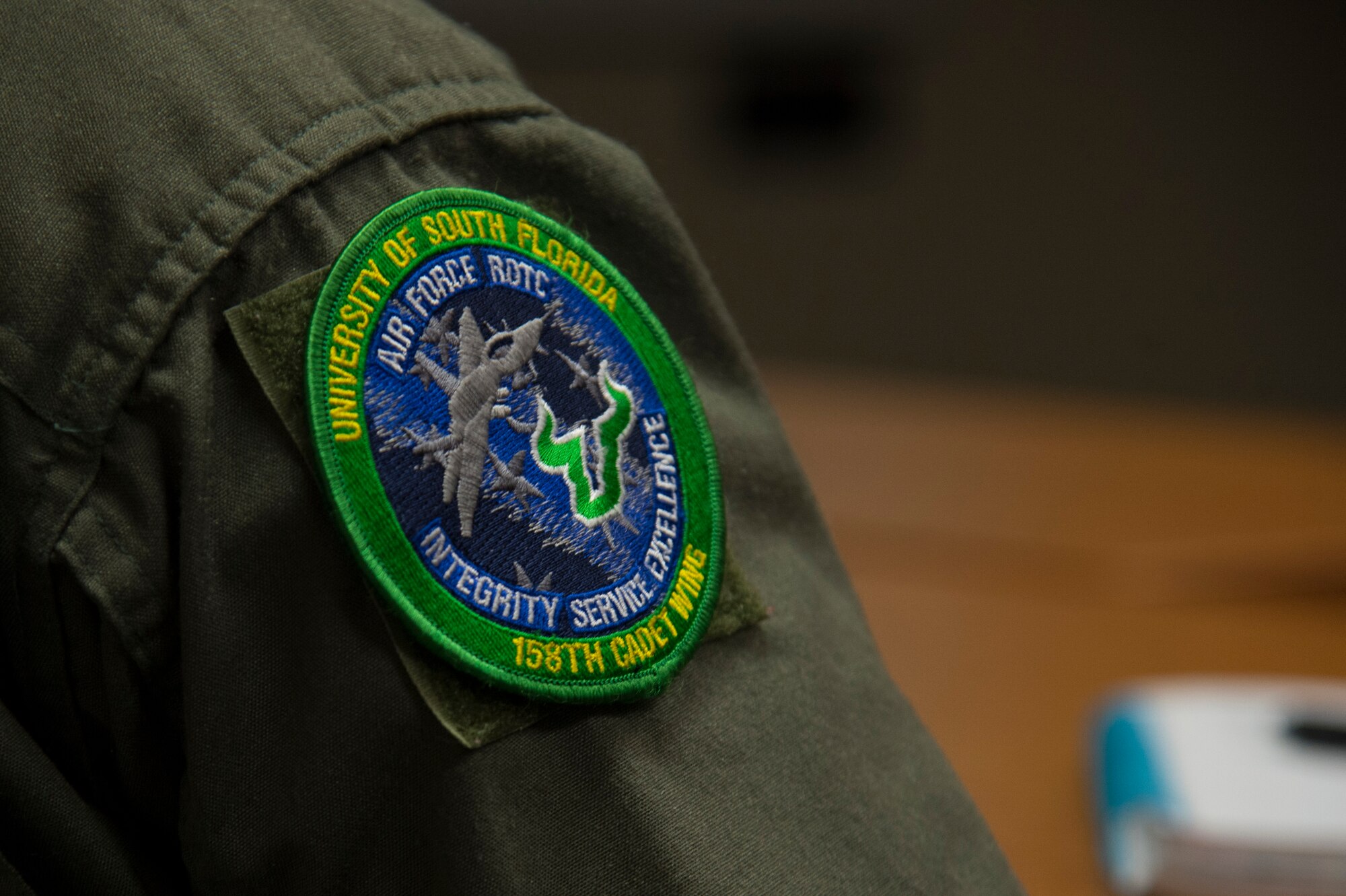 ROTC Cadets from the 158th Cadet Wing at the University of South Florida speak with U.S. Air Force Col. Steve Snelson, the 6th Air Refueling Wing commander during Snelson’s visit to USF, Nov. 12, 2019. The Air Force ROTC at USF is an educational program designed to give men and women the opportunity to become Air Force officers while completing a degree.